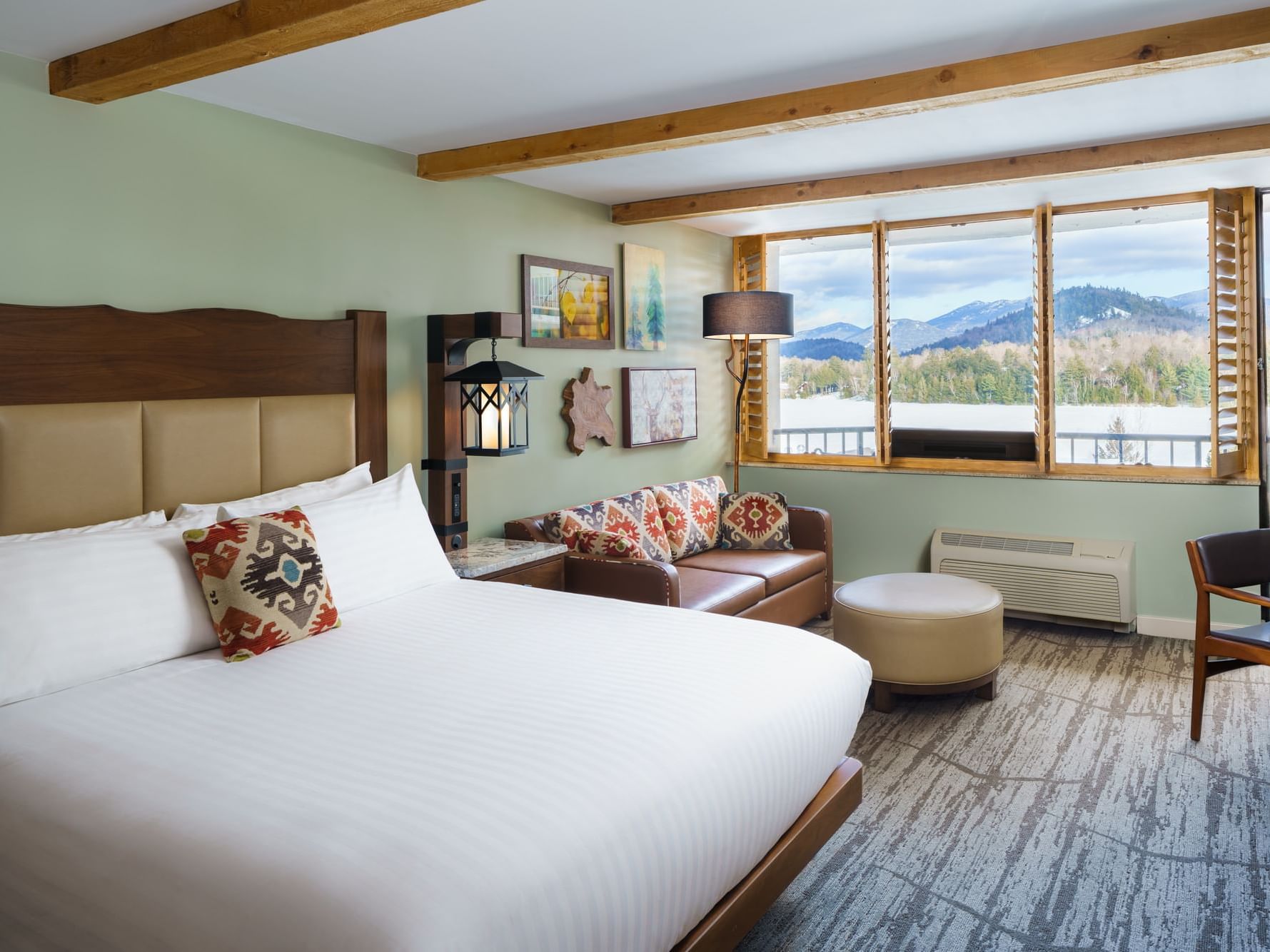 King bed in Premier View Single King Room at High Peaks Resort
