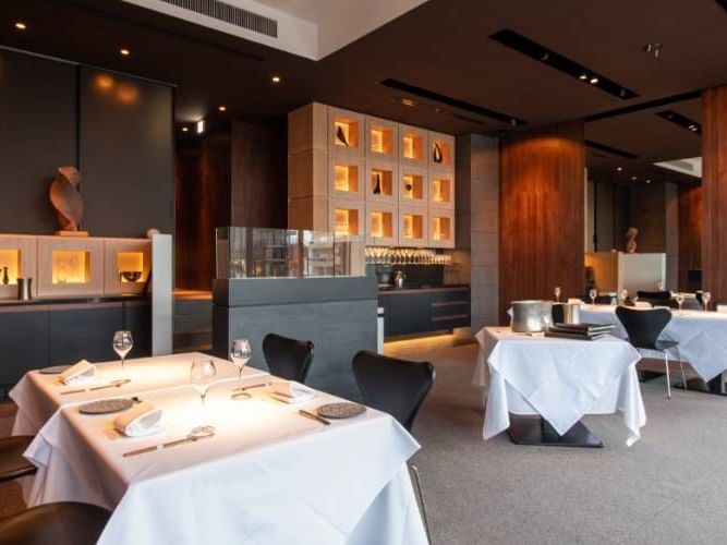 Dining table set-up in Kamimura Restaurant at Chatrium Hotels