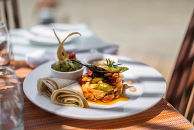 Taco served in a restaurant at Buenaventura Grand Hotel