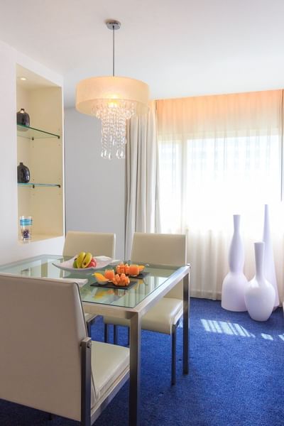 Short dining table with the fruit dish at dream Bangkok