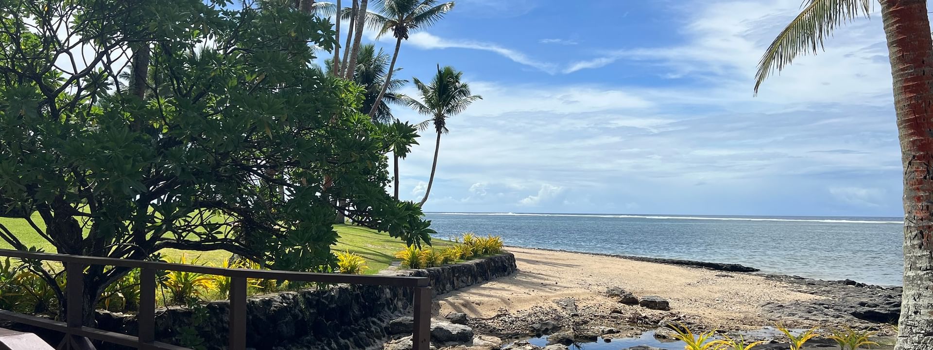 Beachfront walkway leading to the private beach at Tambua Sands Beach Resort in Sigatoka