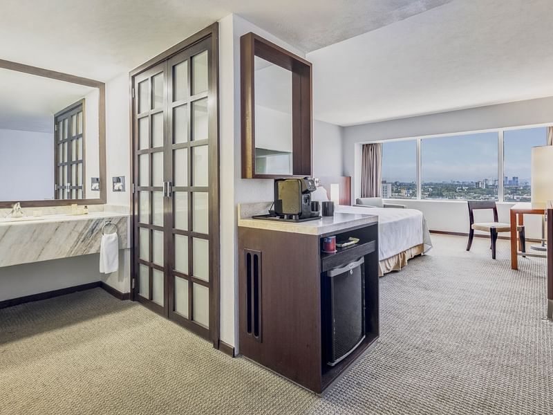 Standard Room, 1 King bedroom & vanity at FA Hotels & Resorts