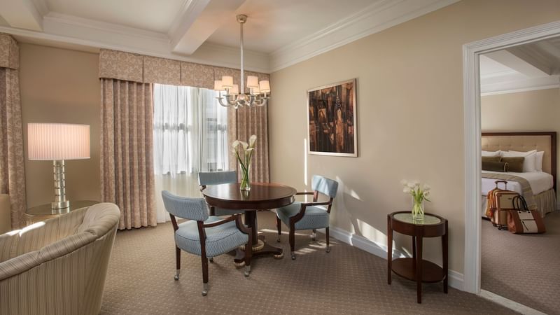 Dining table in Avenue One Bedroom Suite at Warwick New York