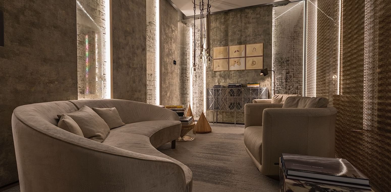 Sofa in a meeting room at Fendi Private Suites