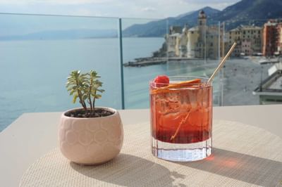 Served cocktail glass on a table at Sublimis Boutique Hotel Camogli