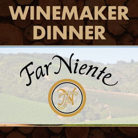 Far Niente logo with winery in background