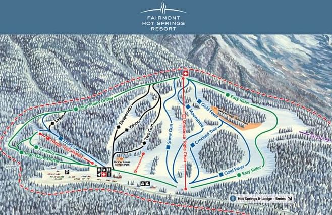 Detailed map of ski area near Fairmont Hot Springs Resort