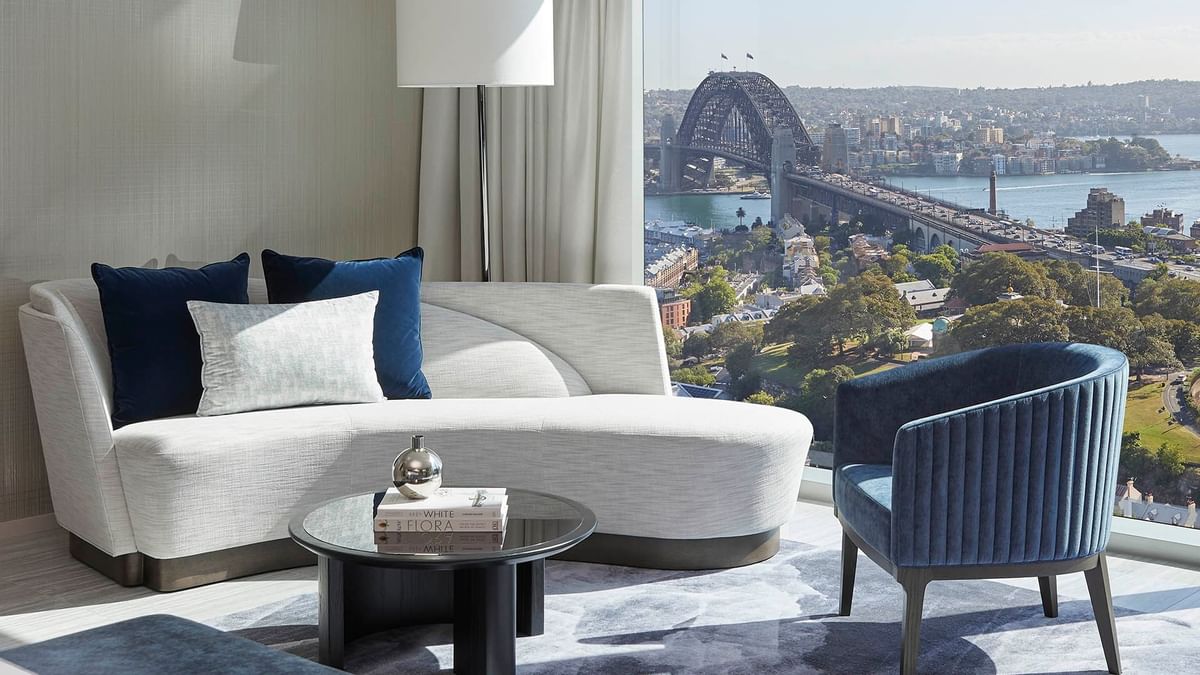 Sofa in Harbour Bridge King Room at Crown Towers Sydney