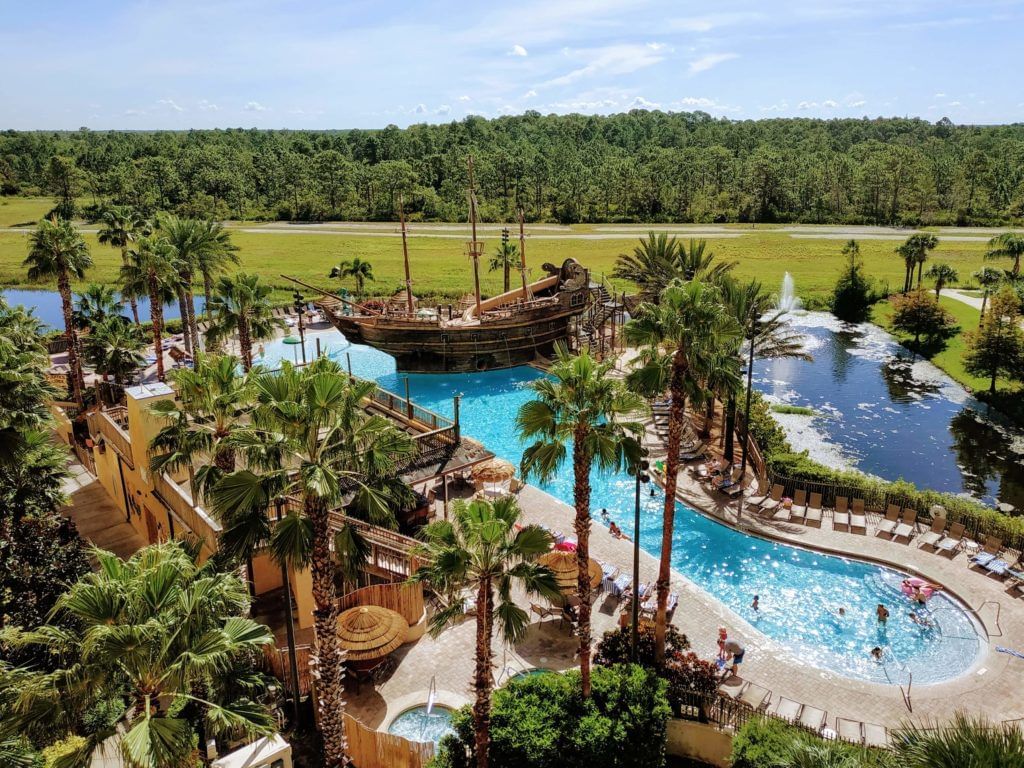 Aerial view of outdoor pool area at Lake Buena Vista Resort Village & Spa