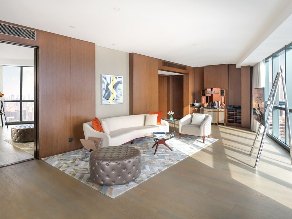 Living area in the Paramount Suite at Paramount Hotel Dubai