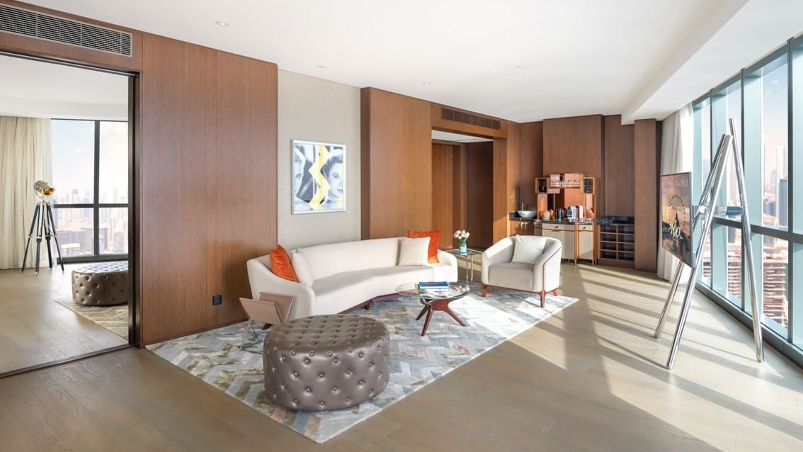 Living area in the Paramount Suite at Paramount Hotel Dubai