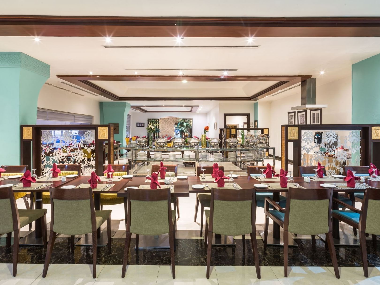 Dining table setup in Al Rehab restaurant at Mena Hotel Riyadh