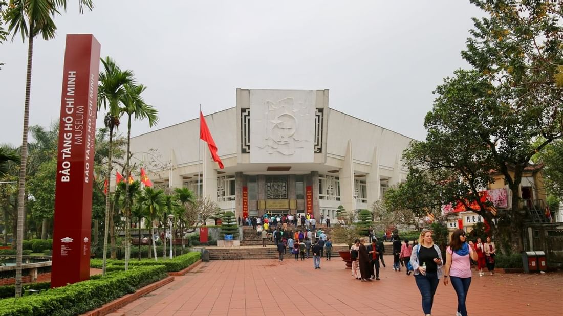Exterior view of Ho Chi Minh Museum entrance near Sunway Hotel Hanoi