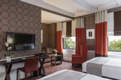 Mid-Century Modern Room with Two Beds at Empire Hotel NYC