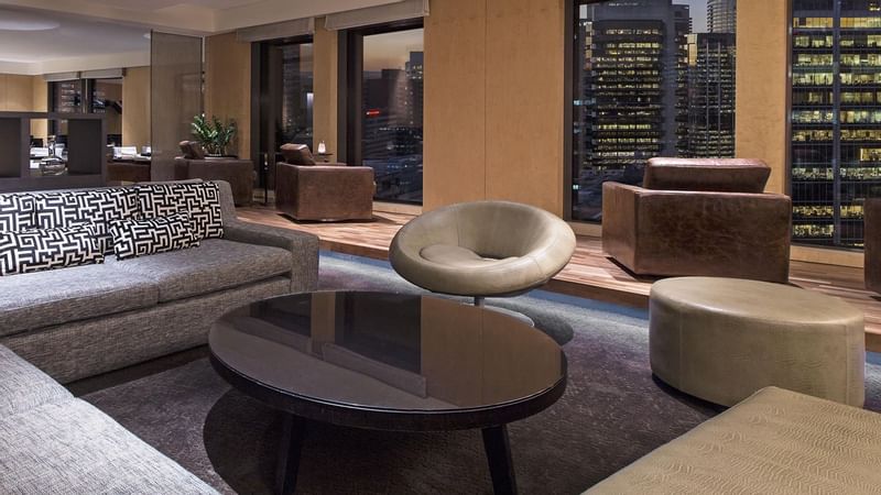 Interior of the lobby area with lounges at Fullerton Sydney