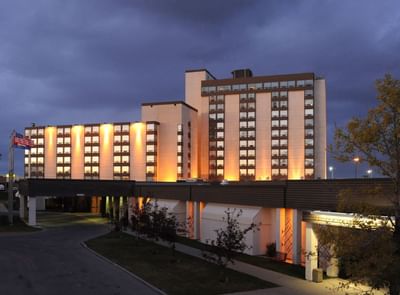 exterior of hotel at night