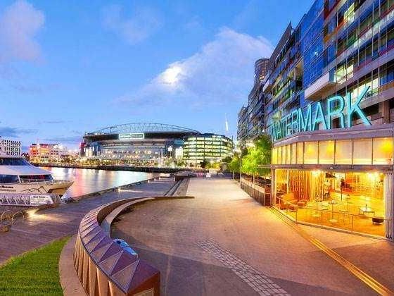 The exterior of Watermark Docklands near Nesuto Docklands