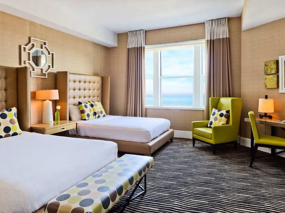 Deluxe Ocean View Room with 2 Queen Beds at the Berkeley Hotel Asbury Park New Jersey
