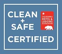 Clean + Safe Certified poster used at SeaCrest Oceanfront Hotel Pismo Beach