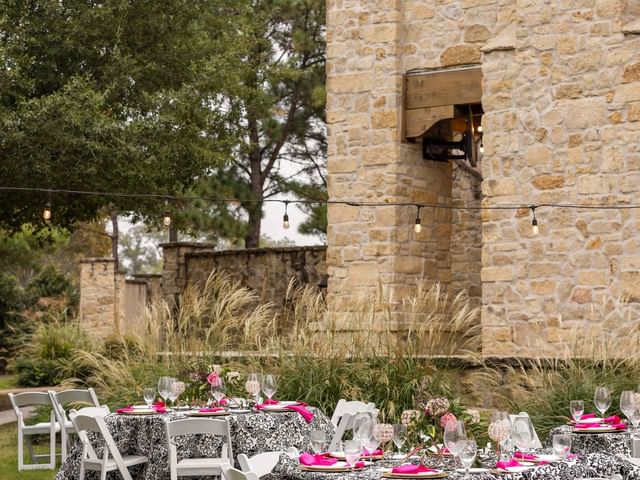 Tables set up on the North Patio Lawn at Shangri-La Resort