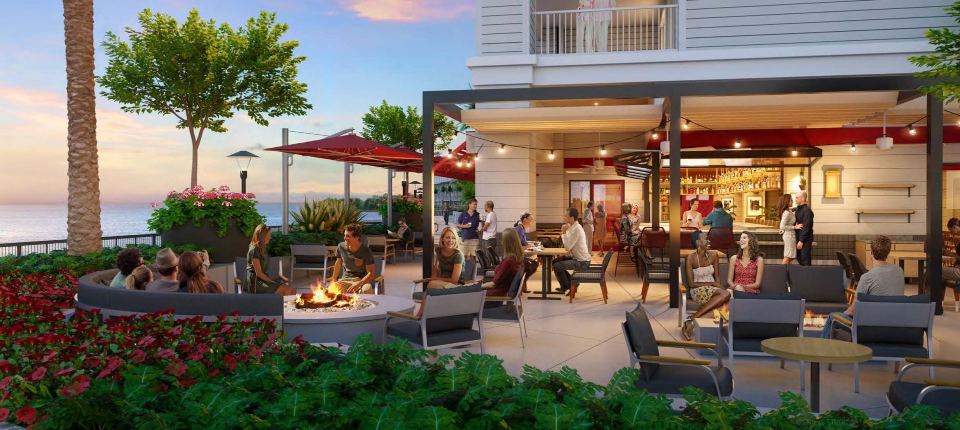 Exterior view of the Tiki Bar at Sunseeker Resort