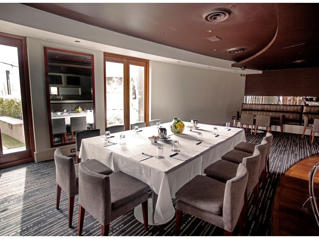 Dining table in Jarrah Bar & Terrace at Quay West Suites Melbourne