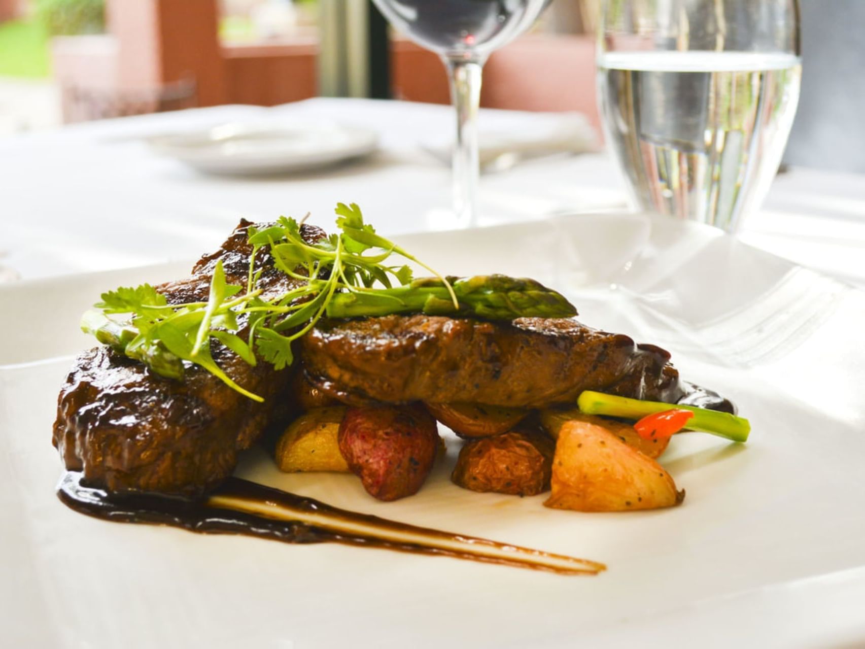 A steak dish served in BC Bistro & Cava at Hotel Coral y Marina