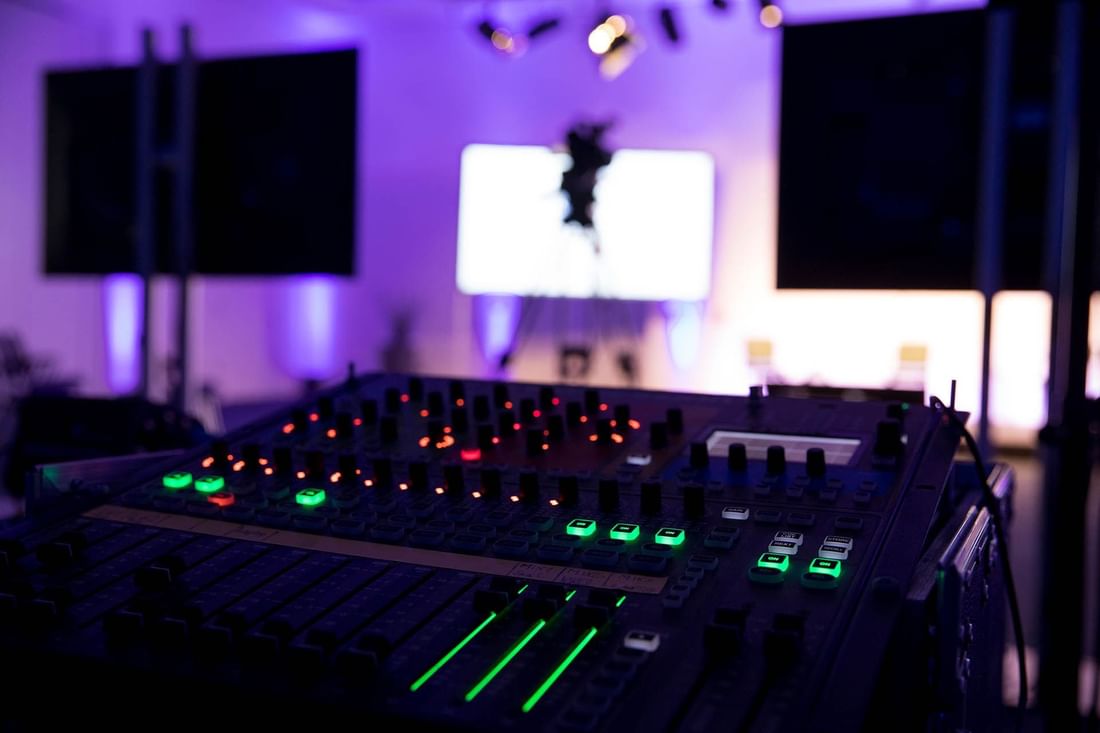 Close-up of sound control equipment at Hotel Berlin Berlin