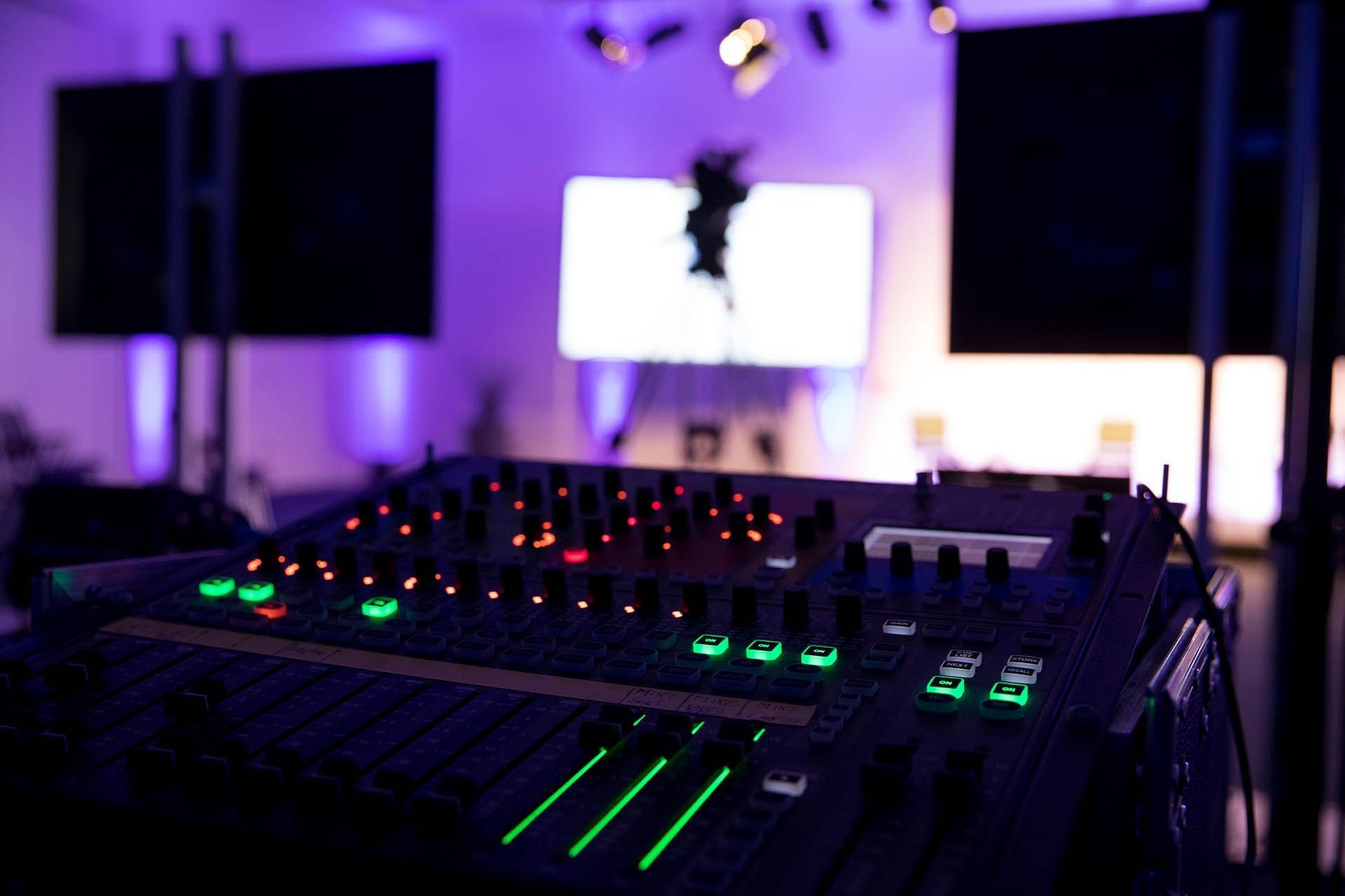 Close-up of sound control equipment at Hotel Berlin Berlin