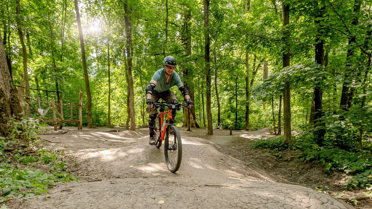man biking