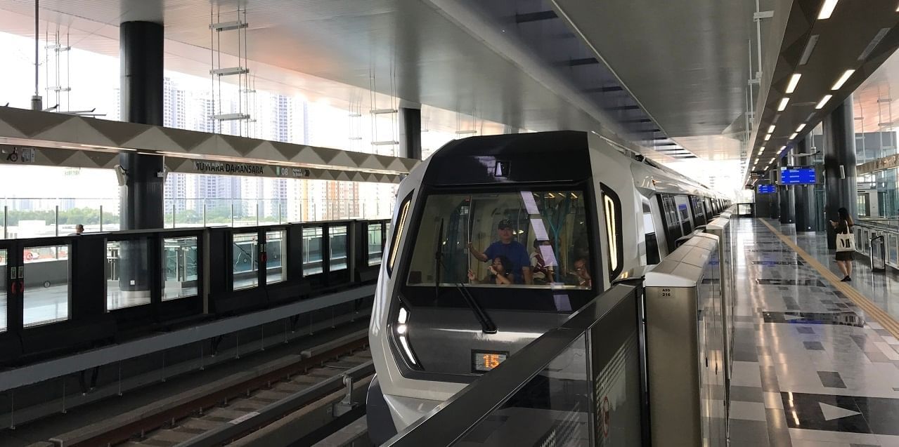 MRT in Kuala Lumpur stopping at a station