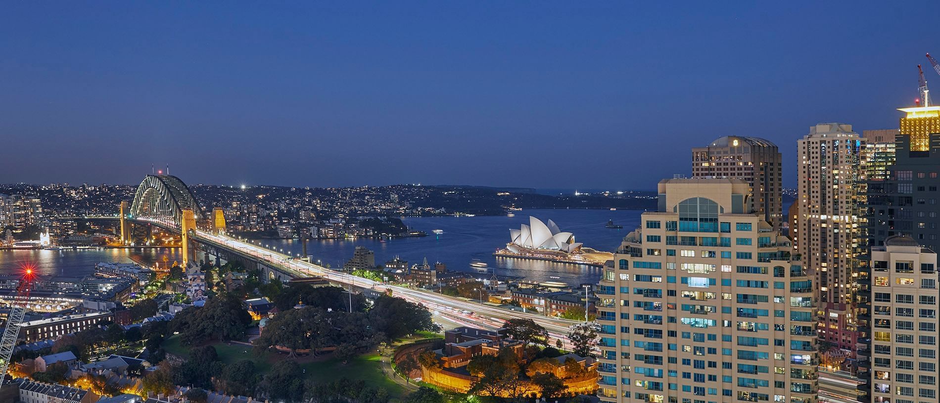 Distance night view of the city near Crown Towers Sydney