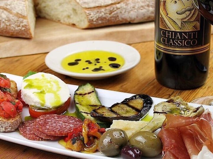 Appetizer platter served in Il Fornaio at Pine Inn