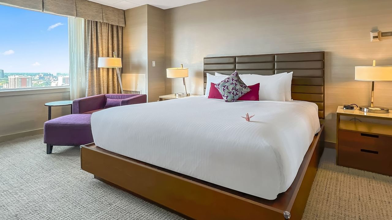 Bedroom of a hotel suite