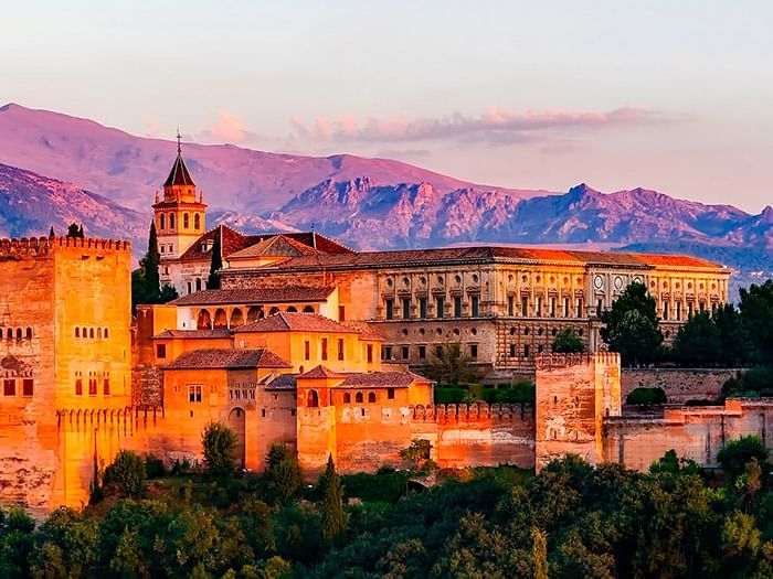 Aerial view of Alhambra Palace in Granada near DOT Hotels