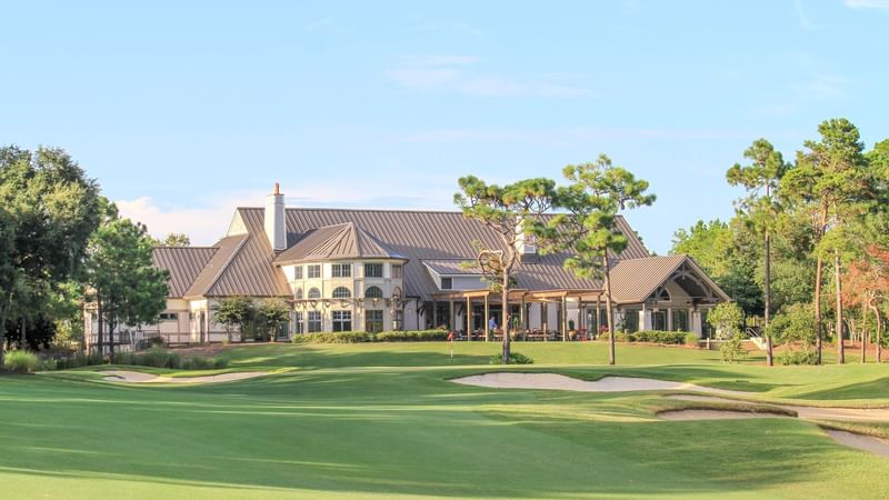 Landscape view of the golf course and Hotel Watersound Inn