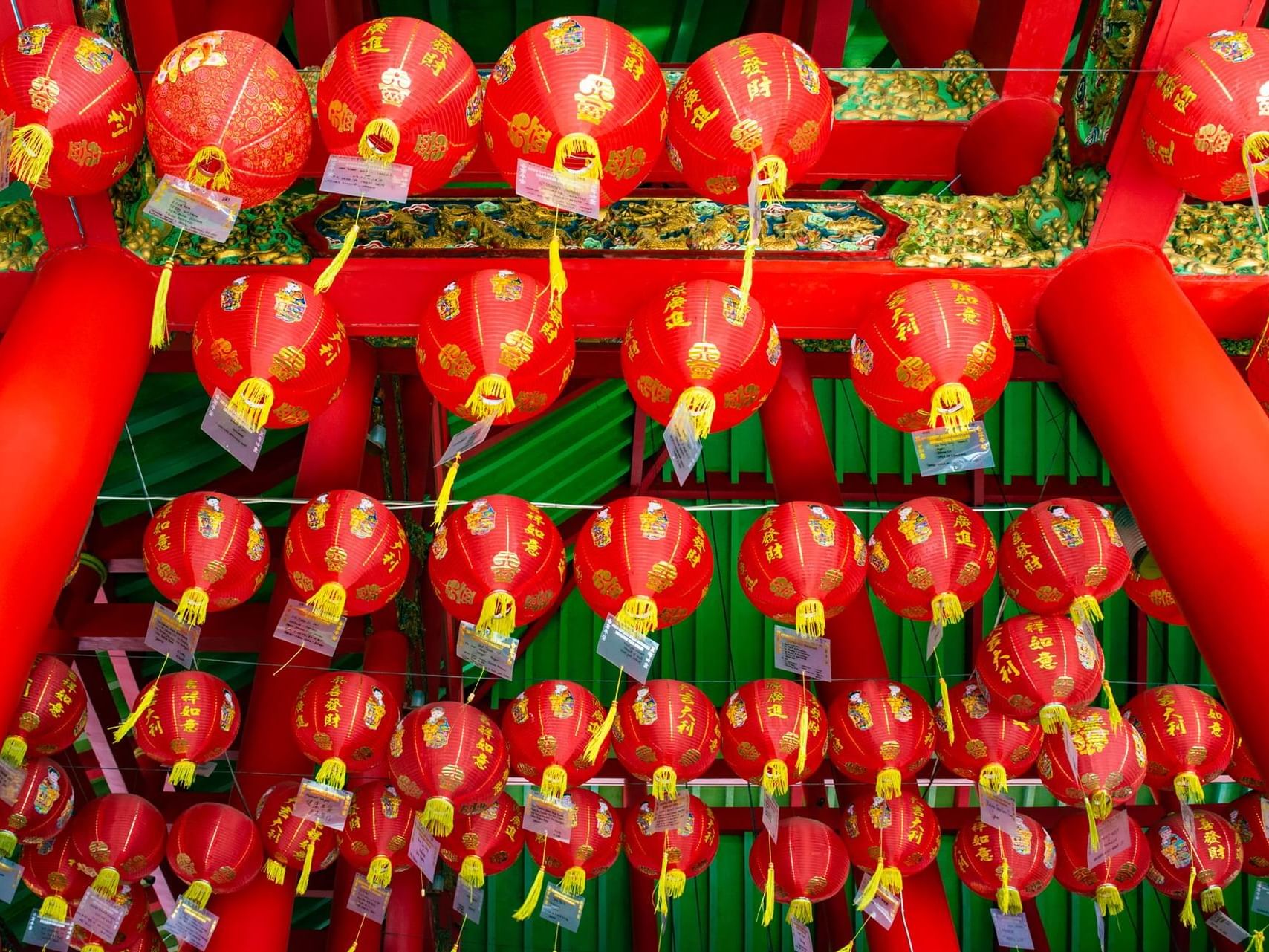 Rows of red chinese lanterns