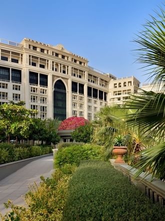 Exterior view of the hotel from the garden at Palazzo Versace