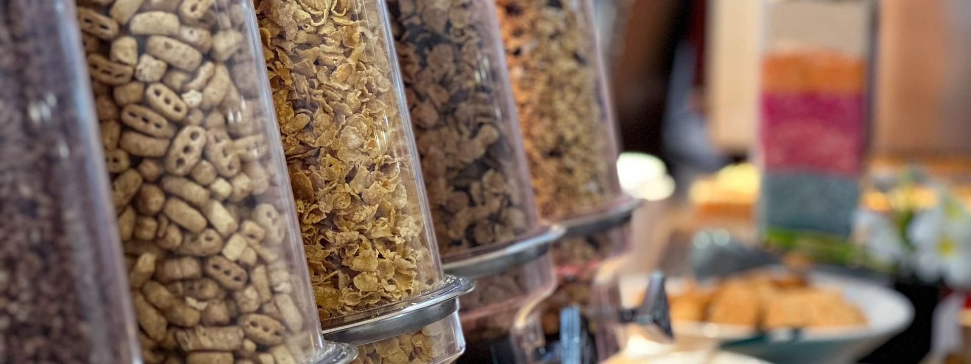 Cereals and snacks at buffet in Nukunuku Restaurant & Bar at The Naviti Resort in Korolevu