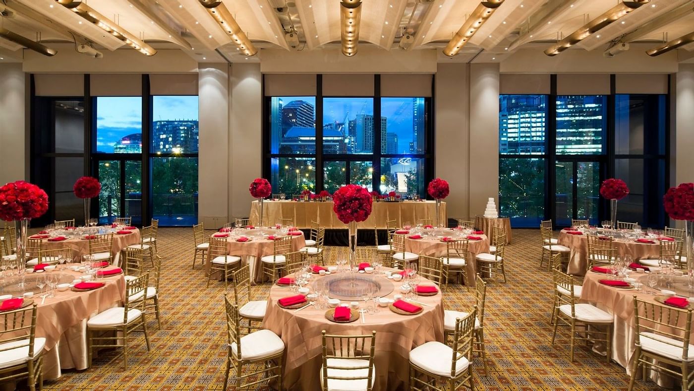 Banquet tables in a Wedding Hall at Crown Hotel Melbourne
