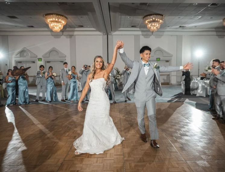 wedding couple - man and woman couple on the dance floor 