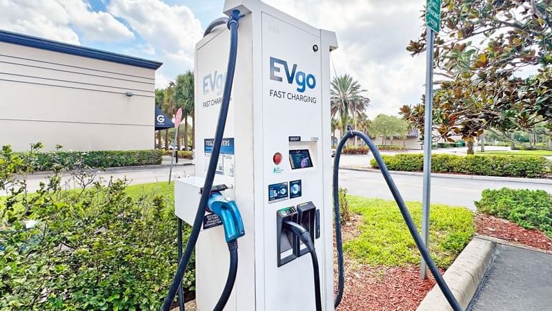 An EVgo fast charging station for electric vehicles.