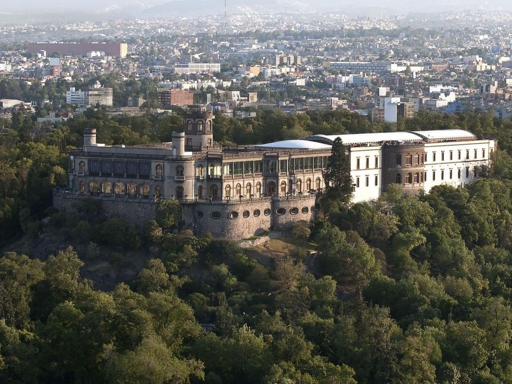 Aerial view of the Chapultepec Castle near Grand Fiesta Americana