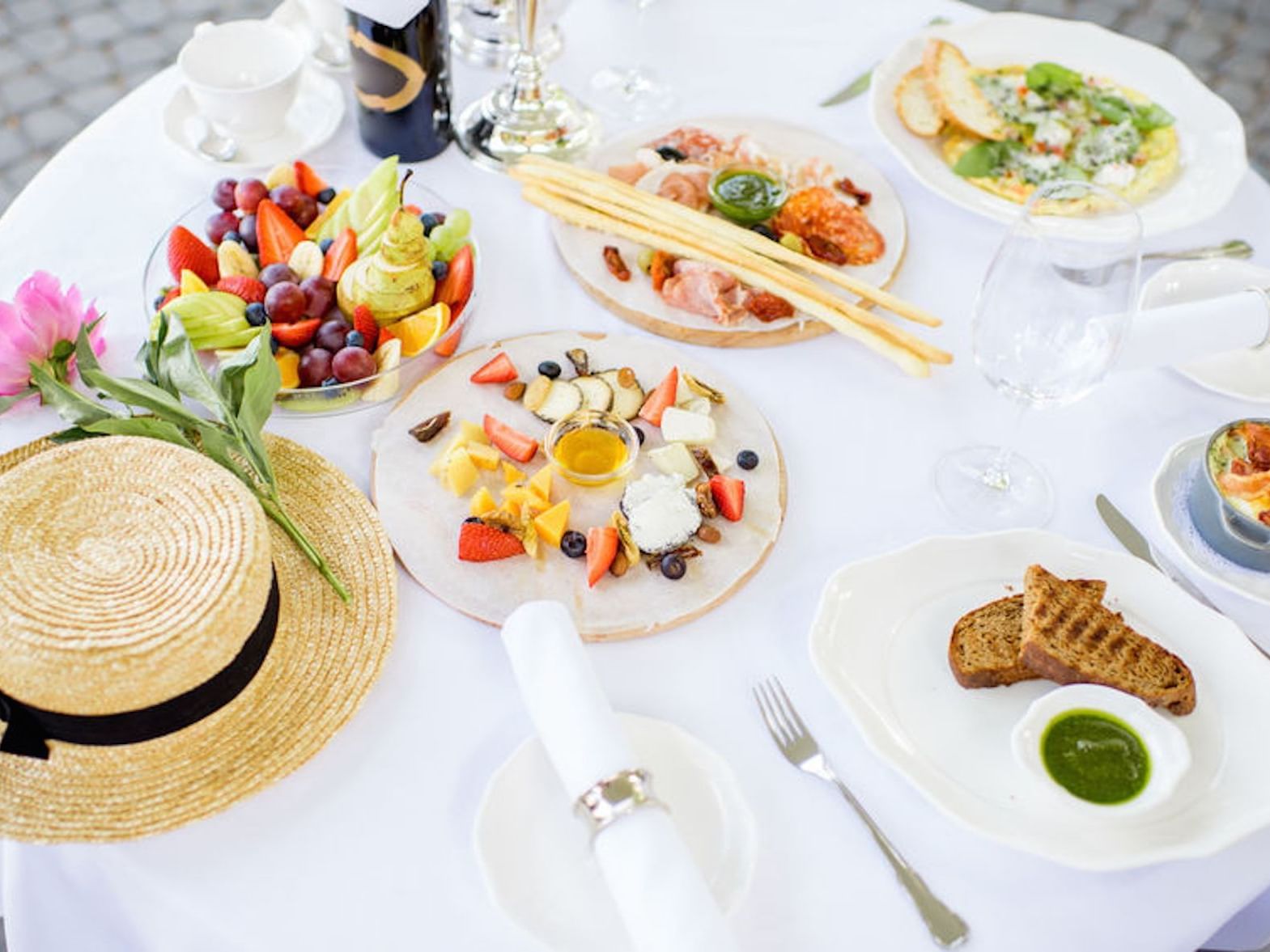 Fruits, toasts & dishes served at The Morgan Resort Spa Village