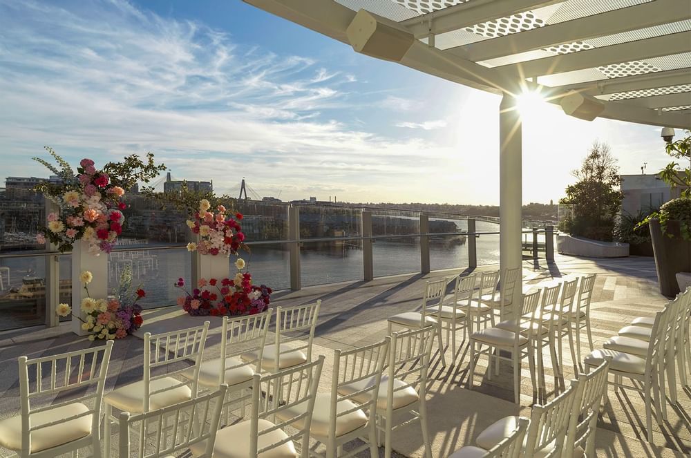 Outdoor wedding arrangement at Crown Towers Sydney