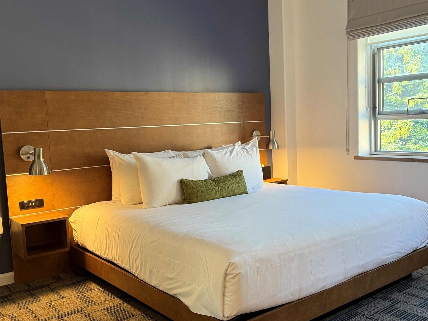 Standard Rooms with a Queen-sized bed at the William F. Bolger Center in Potomac, MD.