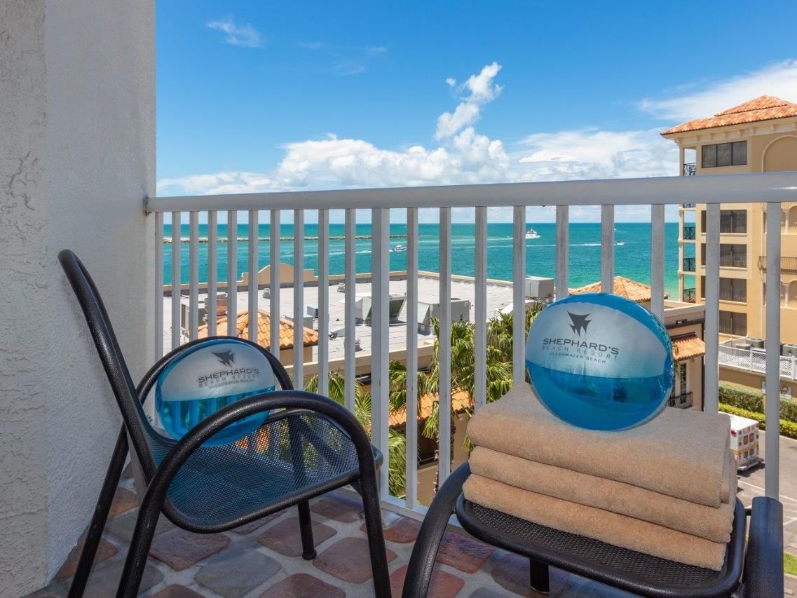 Balcony of Studio King room at Shephard's Beach Resort