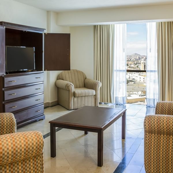 Balcony with living area in Junior Suite at Fiesta Inn
