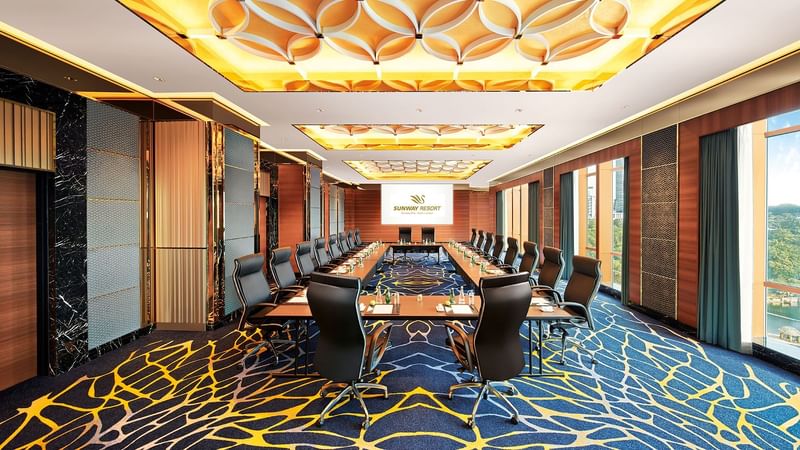 Boardroom table setup in Meeting Room at Sunway Hotel Pyramid