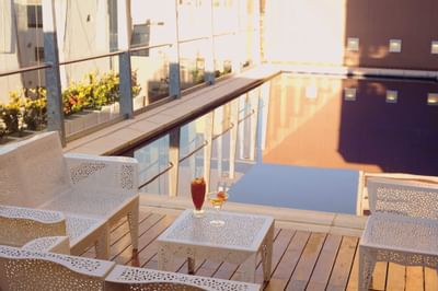 Drinks served by the outdoor pool at Recoleta Grand Hotel